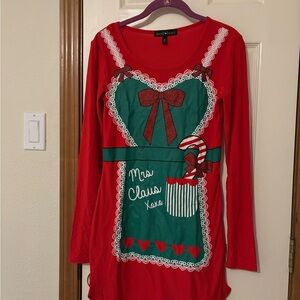 Derek Heart Red Mrs. Claus Long Sleeve Dress Women Size Small